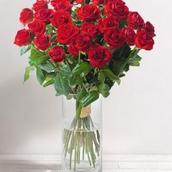 bouquet de grandes roses rouges